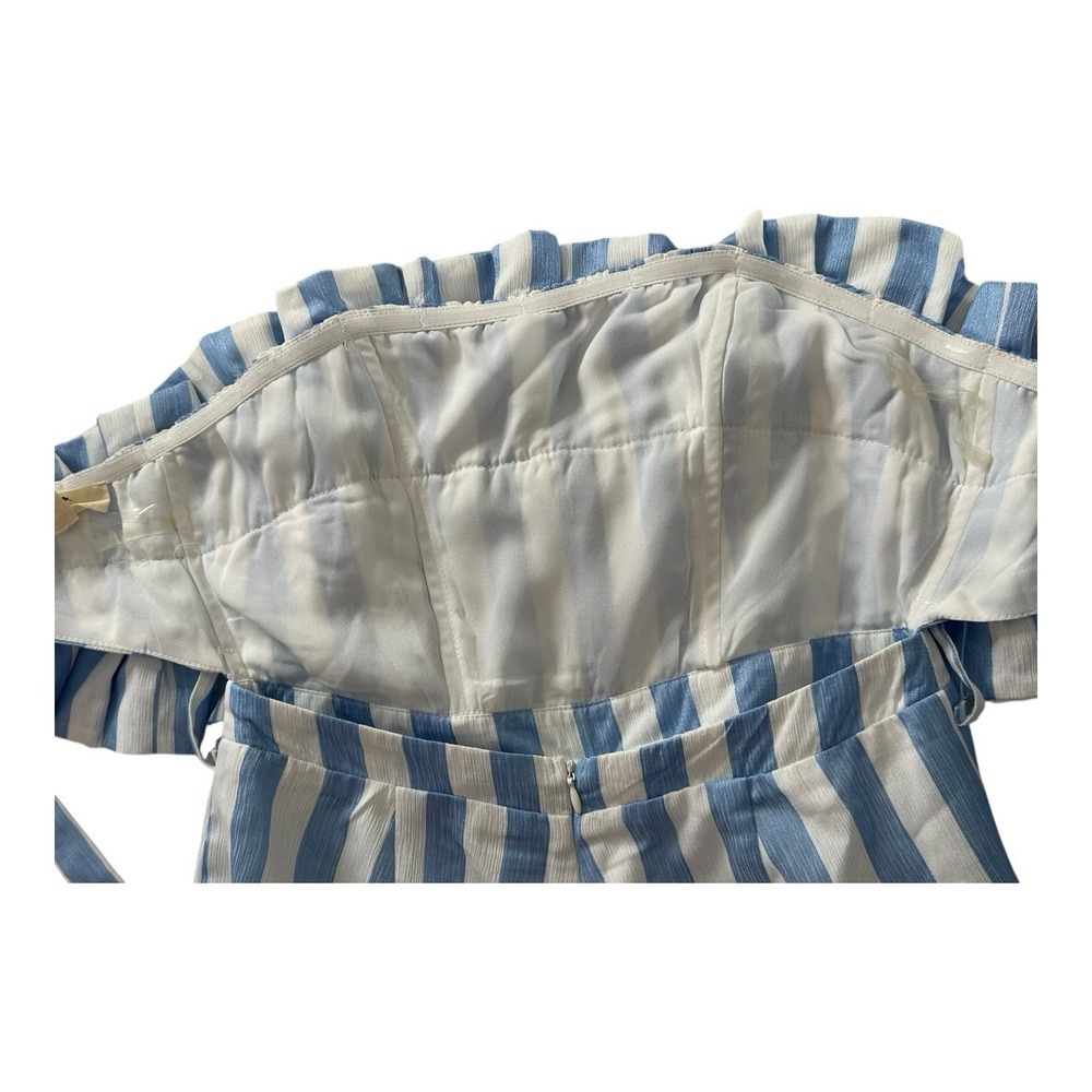 Entro Voluminous Top‎ Wide Leg Blue White Striped Jumpsuit Size Medium - Picture 9 of 12